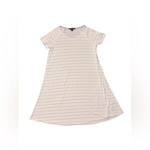 Free Fly Shirt Dress Bamboo Dockside Gray White Striped Short Sleeve Sz L